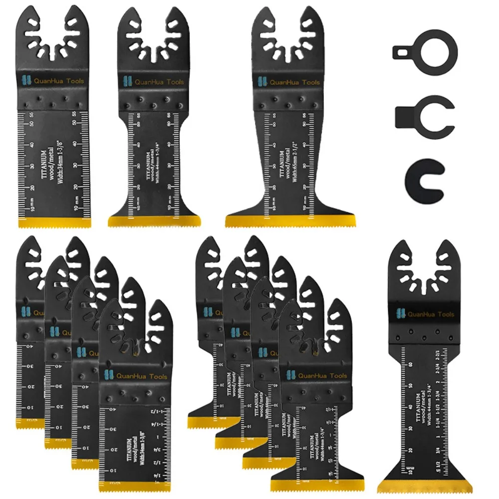 

12 шт. осциллирующие пилы, титановые многофункциональные лезвия, наборы осциллирующих лезвий для инструментов для металлических гвоздей, дерева и пластика