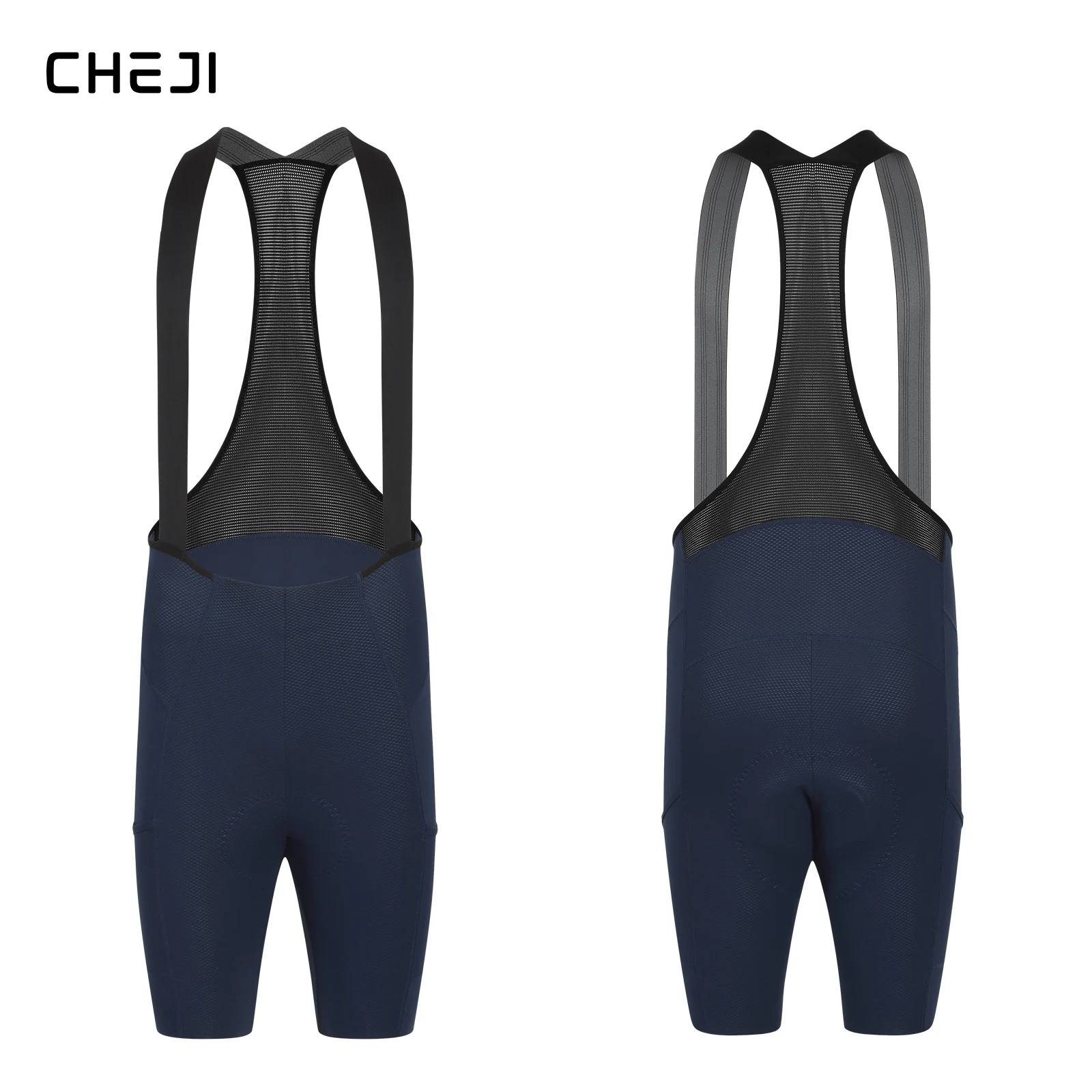 CHEJI Herren Radsport-Trägerhose mit Seitentaschen, nahtlosen, rutschfesten Beinmanschetten, gepolstert für 7 Stunden Fahrt auf Straßen- und MTB-Fahrrädern. – Detail 34