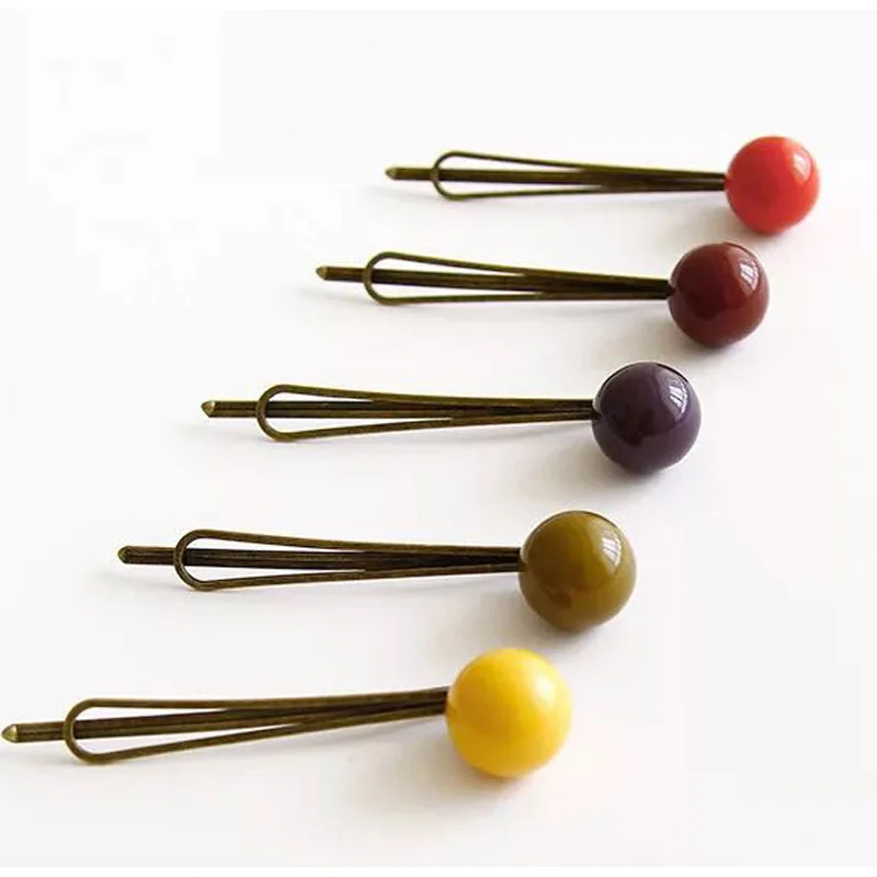 Summer Hot Girls Color Ball Hair Clips Barrette for Women Solid  Simplicity Mini Elegant Hairpin Headdress Hair Accessories