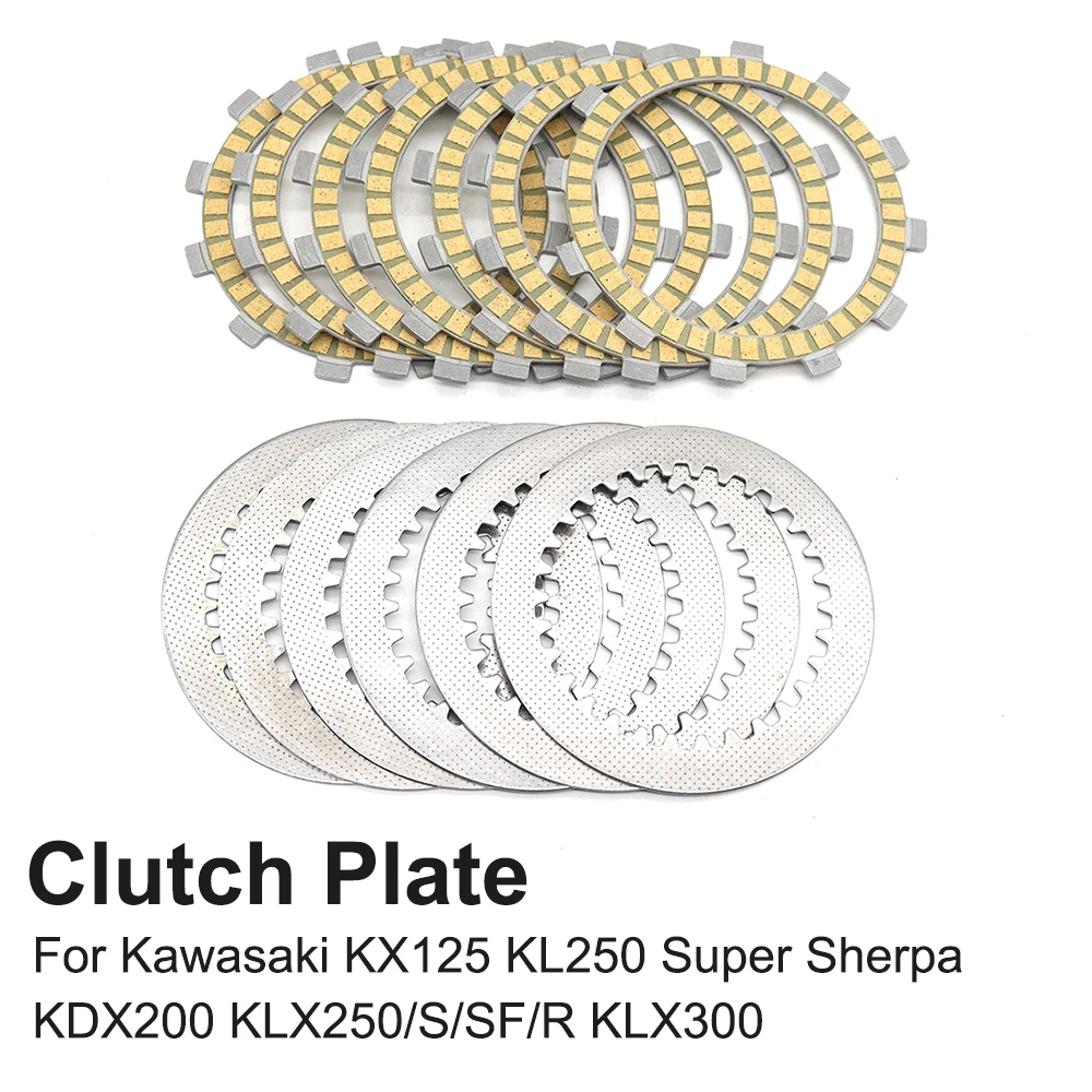 

For Kawasaki KX125 KL250 Super Sherpa KDX200 KLX250/S/SF/R KLX300 Motorcycle Clutch Steel Friction Disc Plate Kit