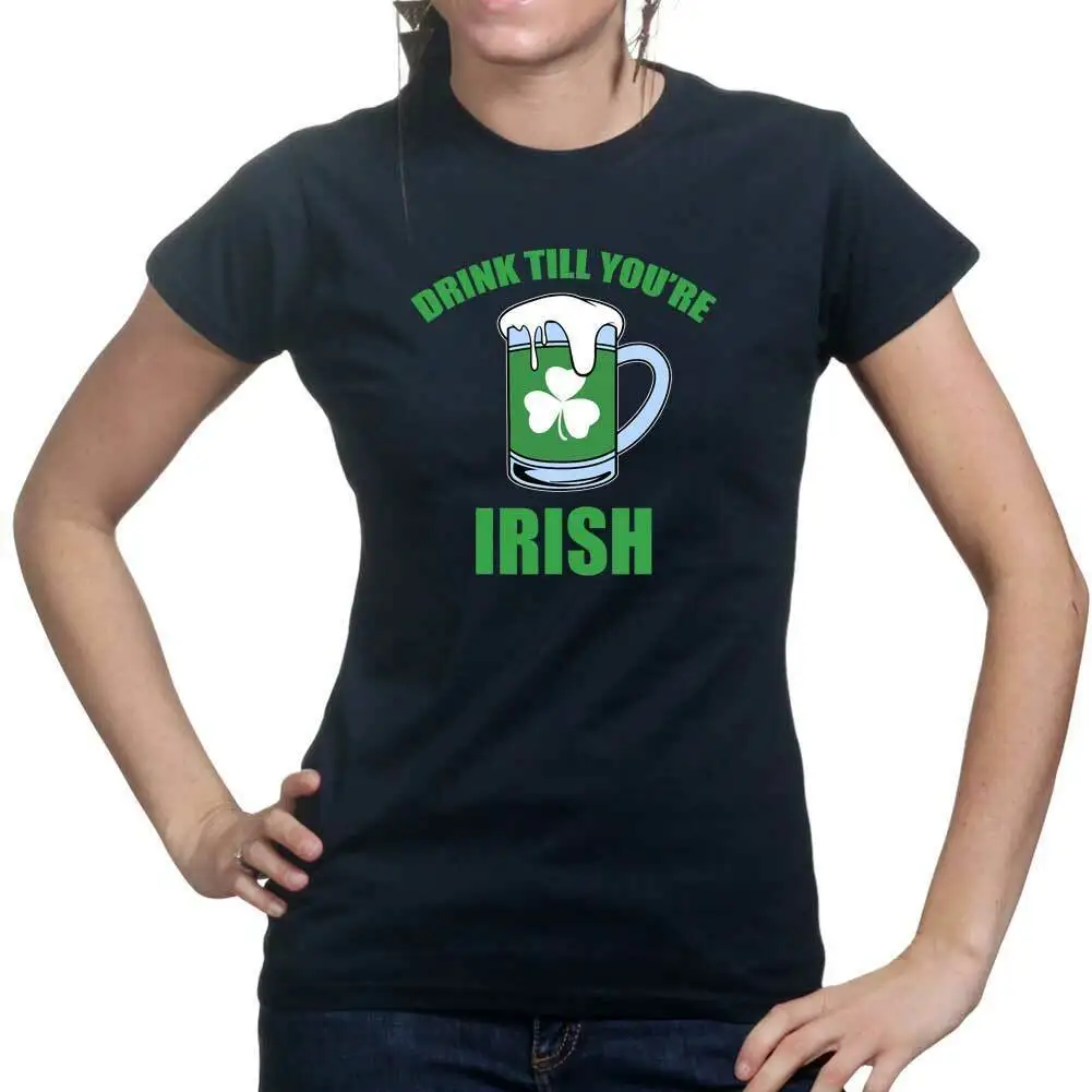 Drink Till Irish Leprechaun Paddys Day Shamrock Clover Ladies T shirt T-shirt