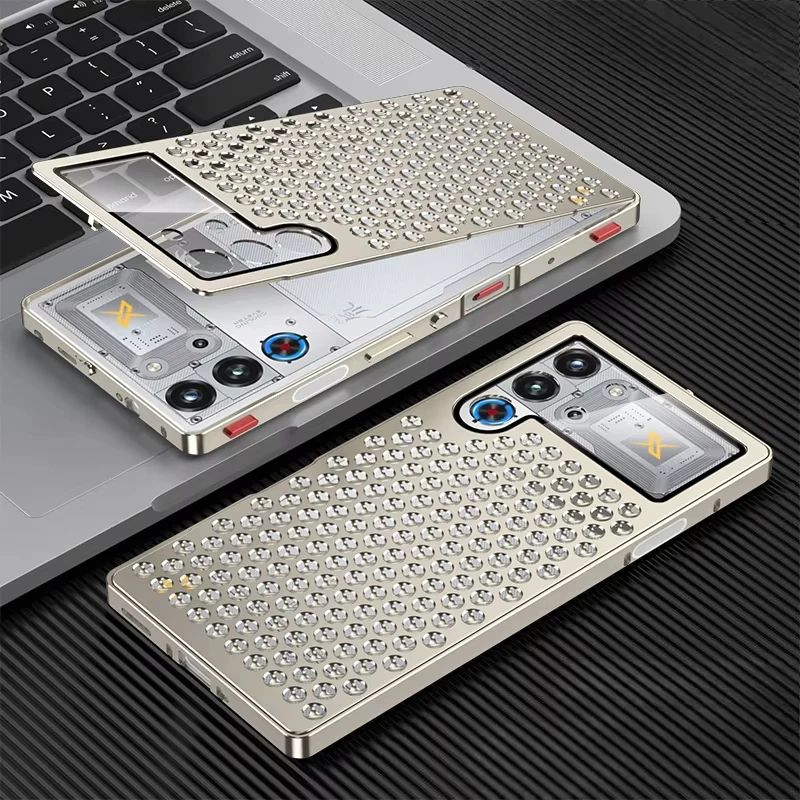 

Metal hollow heat dissipation holes Back Cover For ZTE nubia Red Magic 10 Pro+ 11 Pro PIus Spring buckle Fall prevention Case