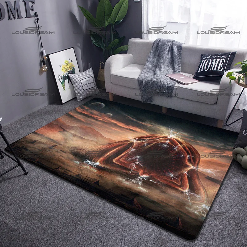 Square Flannel Dune Carpet Science Fiction Movie Pattern Rugs Modern Home Living Room Floor Mats Bedroom Carpet