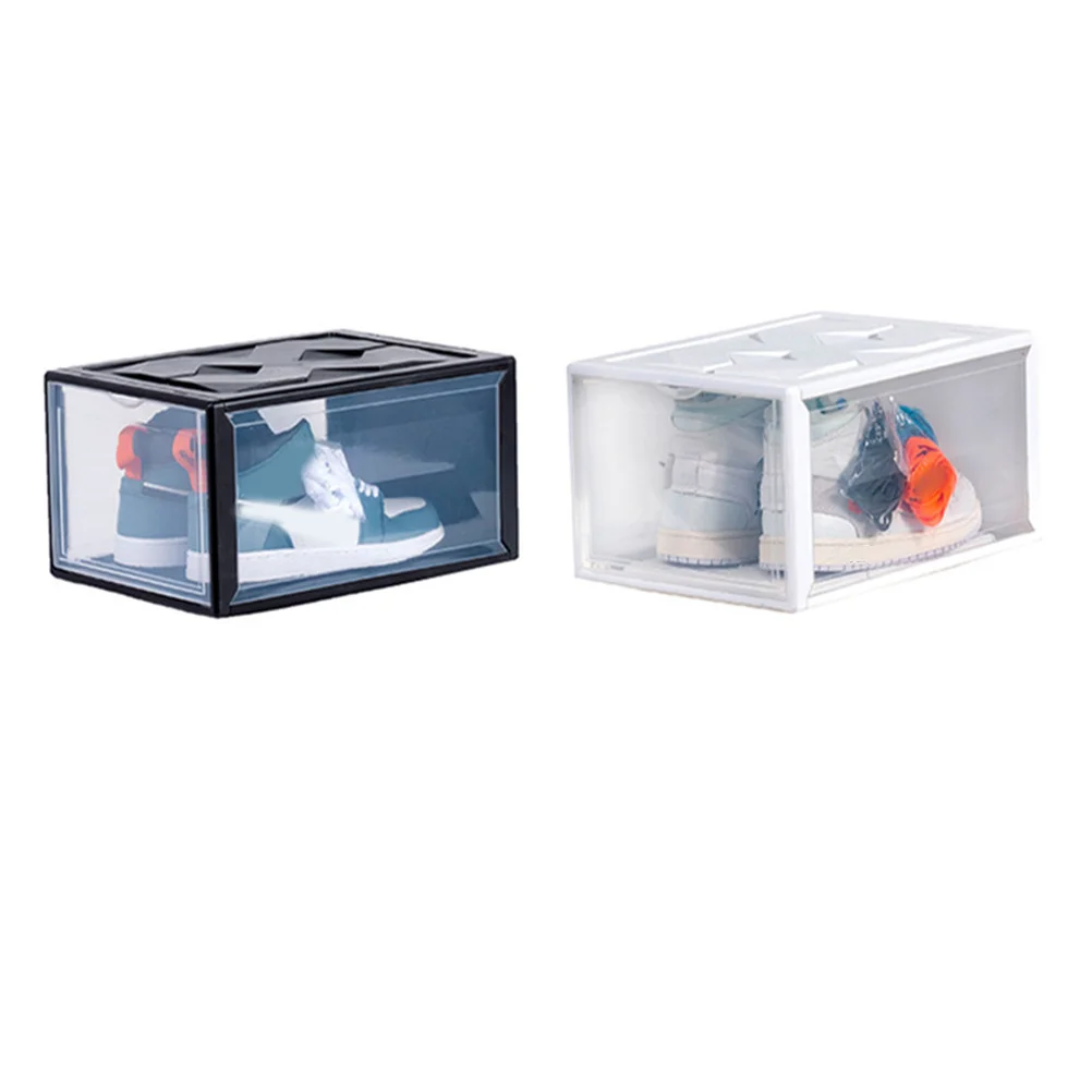 

1Pcs Transparent Plastic Shoes Storage Box Sturdy Assembly Basketball Shoe Container Organizer for Closet Storage