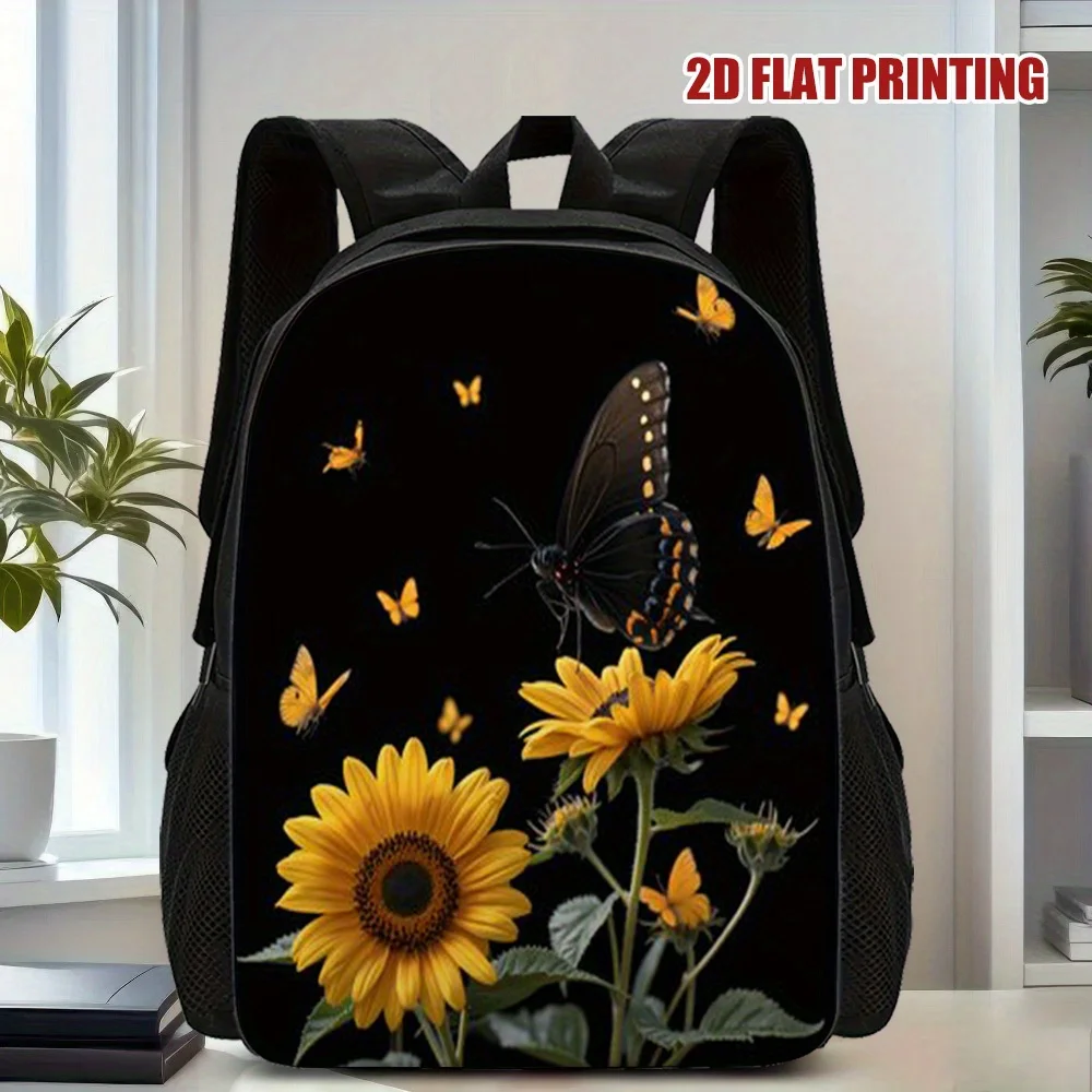 

1 piece 1 piece, fun sunflower backpack, suitable for daily commuting and outdoor use - large capacity/removable zipper,