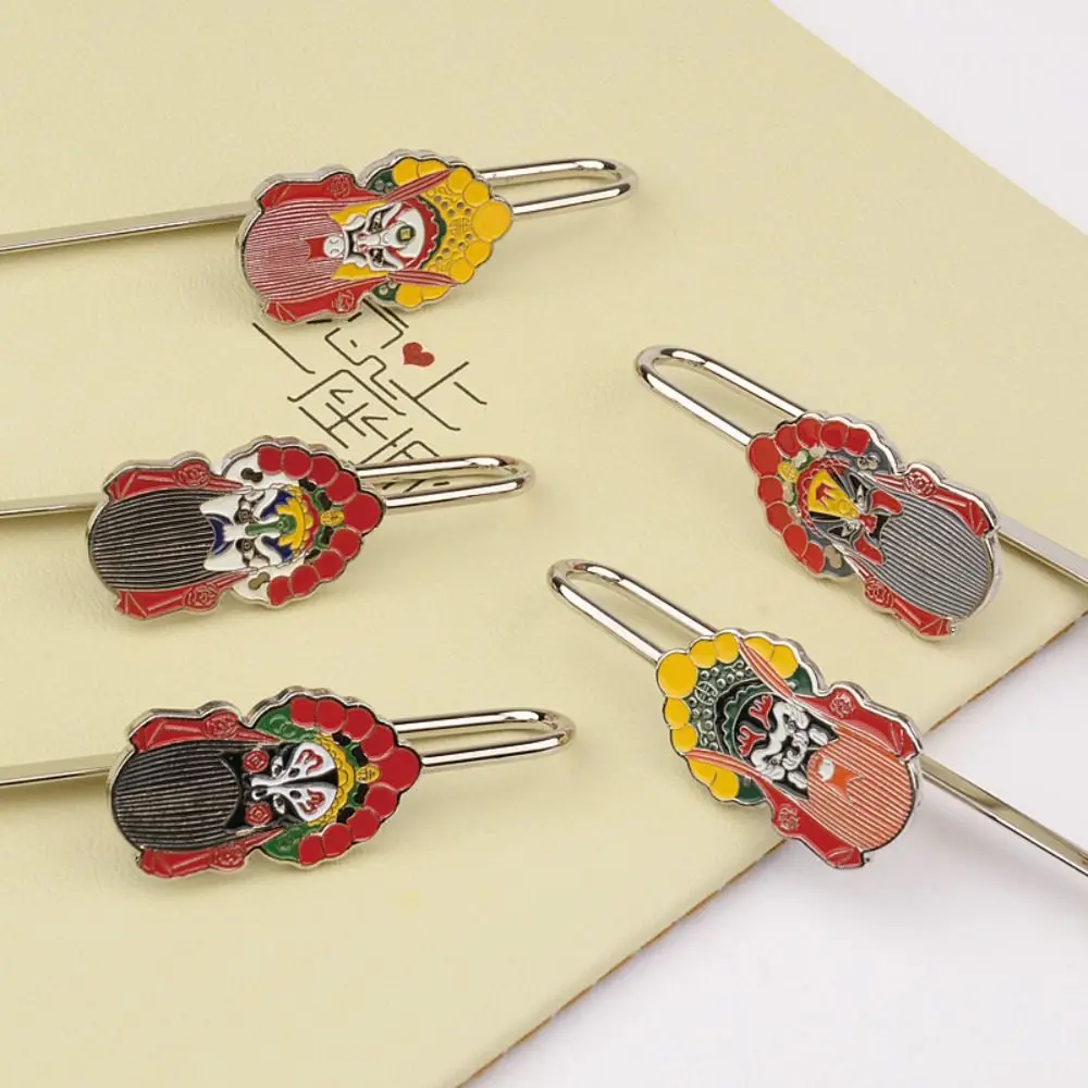 Book Page Marker Chinese Opera Face Bookmark Book Paginator Metal Chinese Culture Book Mark Handcraft Reading