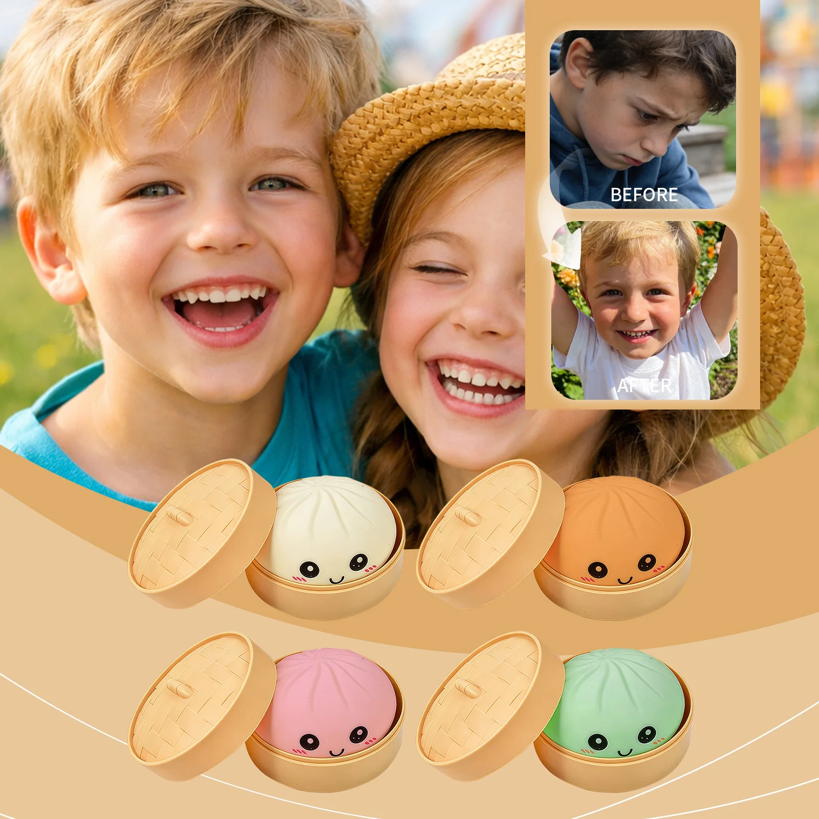 

Разноцветные сенсорные игрушки-антистресс в виде пельменей и булочек с пароваркой, имитация еды, сжимаемые шарики-сквиши, подарки