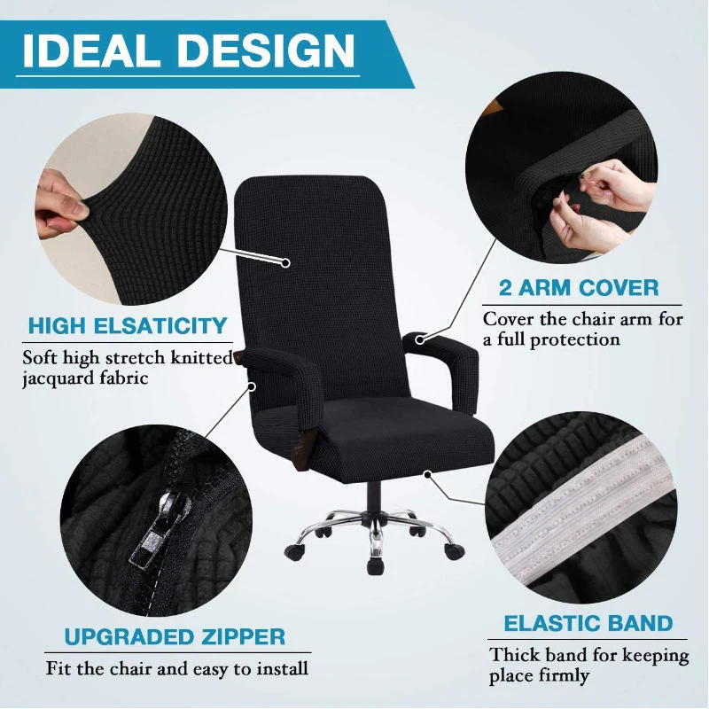 Elastic Chair Cover Thickened Dust-proof Refurbished Home Computer Gaming Chair Cover Suitable For Rotating Chairs With Armrests