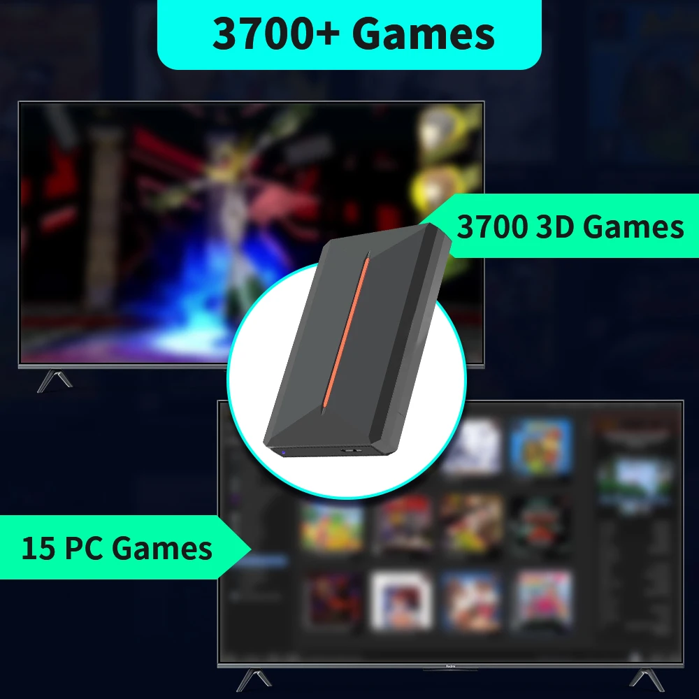 Launchbox 500GB External Game Hard Drive Retro Game Console for PS4/PS3/PS2/PS1/Wii/Wiiu/N64 with 3700+ Games for WIN PC/Laptop