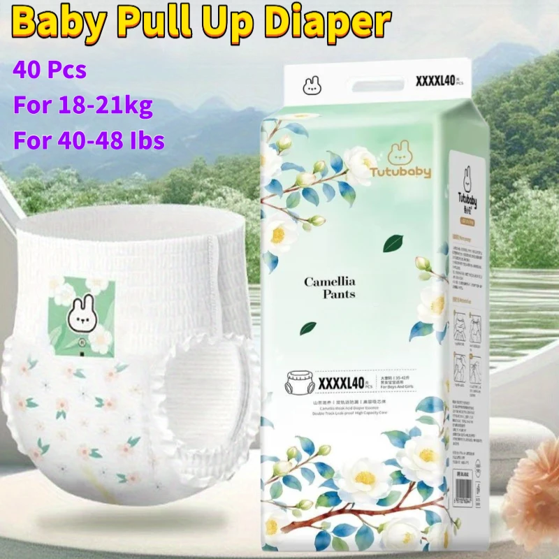 40 Pcs 40-48 Lbs 4XL Baby Disposable Diapers Panties Ultra-Thin Breathable Absorbent Diaper Pull Up Pants High Cost Performance
