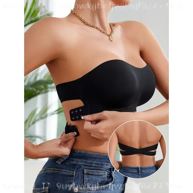 1 3Pcs Removable Padded Soft Ice Silk Traceless Wireless Seamless Bra Women Strapless Brassiere Comfortable Underwear