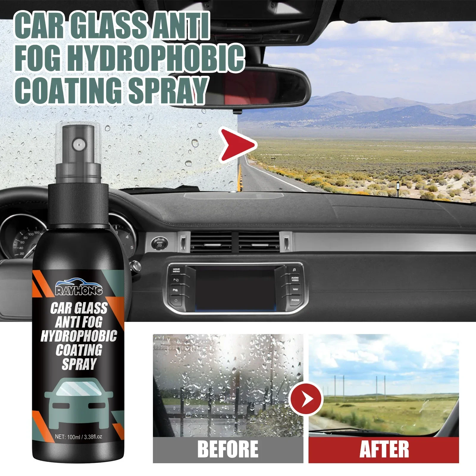 

100ml Car Waterproof Spray Rainproof Coating Car Glass Rearview Mirror Hydrophobic Liquid Cleaning Stain Waterproofing Agent