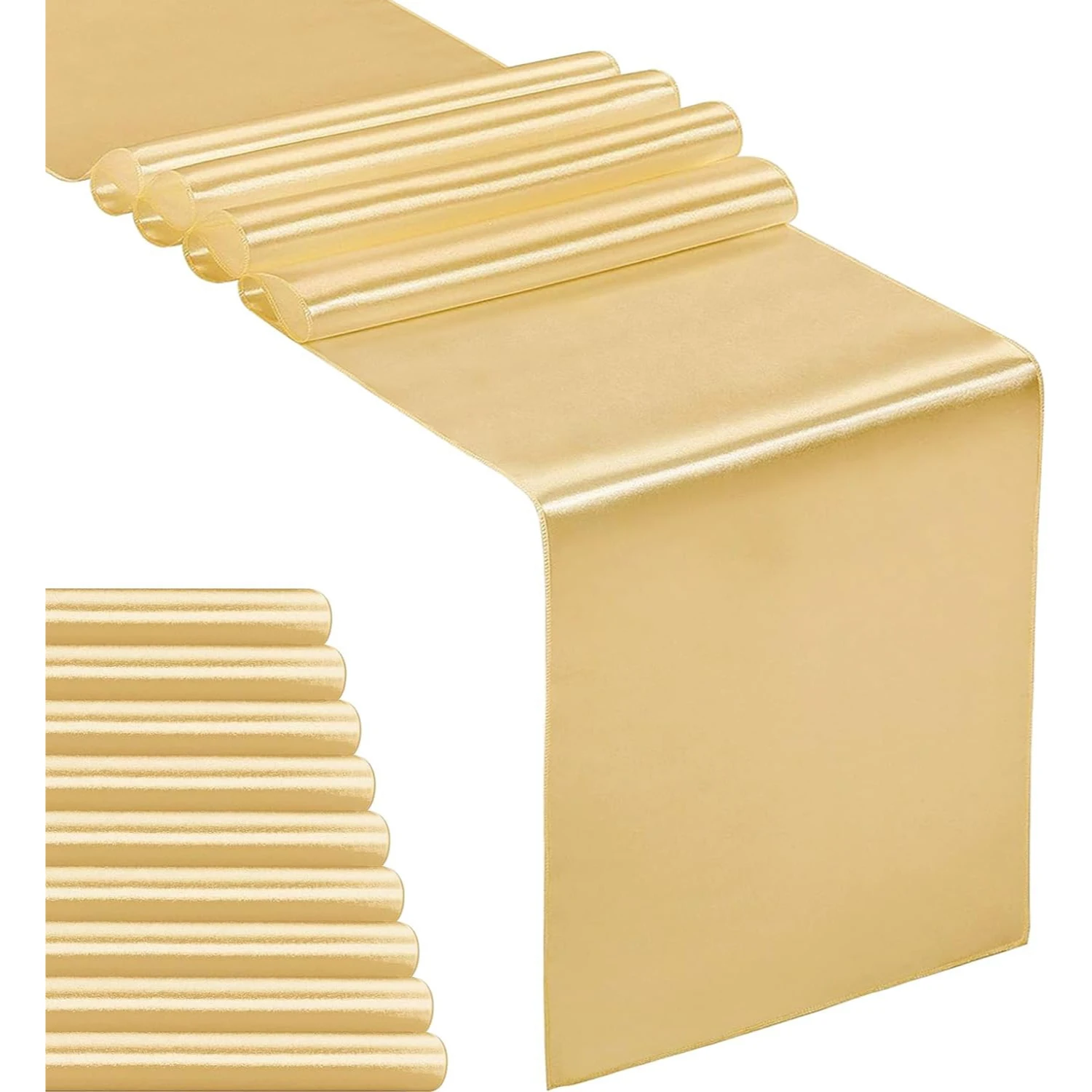 10-Pack Satin Table Runner, 12 x 108 inches Long Silky Table Runners for Wedding, Birthday Parties, Banquets Decorations