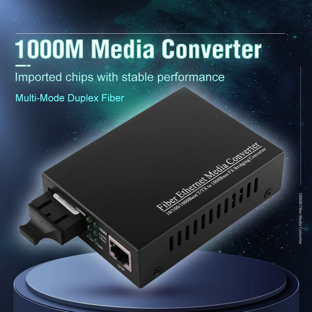 

Gigabit Ethernet Fiber Media Converter with a Built-in 1Gb Multi-Mode SC Transceiver 10/100/1000M RJ45 To 1000Base-LX Up To 2km