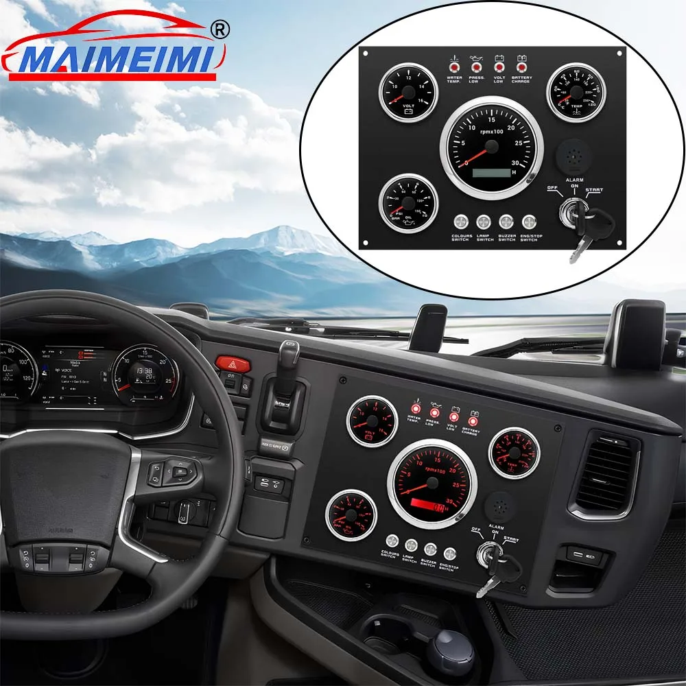 

4 IN 1 Digital pointer Dash Instrument Panel 0-3000RPM Tachometer 8-16V voltmeter 0-10Bar Oil pressure 0-120℃ Water Temp gauge