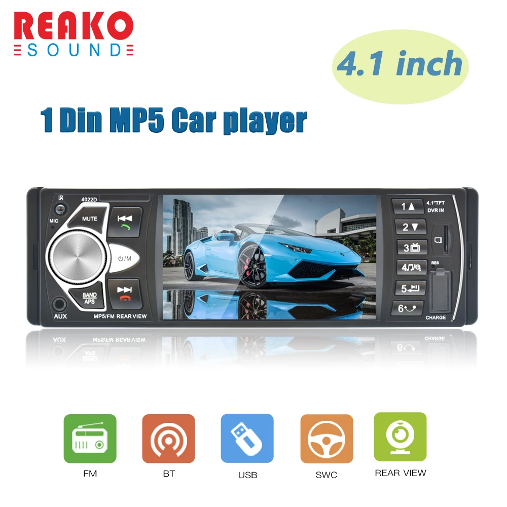 

REAKOSOUND 4.1 '' Car Radio 1Din Audio Stereo FM BT Steering Wheel Remote Control Intelligent Dynamic Reverse Camera MP5