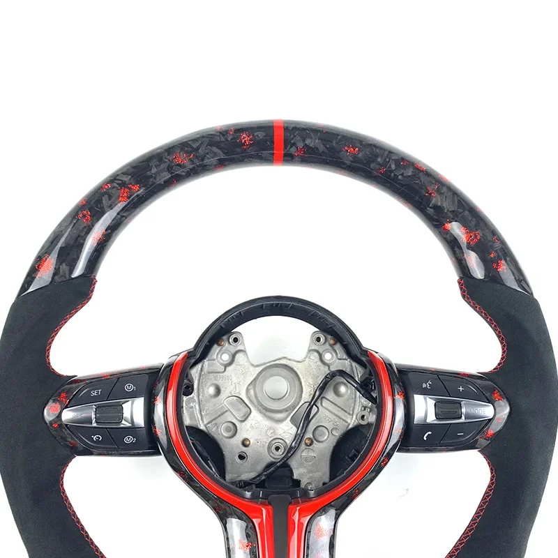 Customized Red Forged Carbon Fiber Suede Steering Wheel For BMW M2 M3 M4 F10 F11 F30 F32 F80 F82 F87 M2 M3 M4 M Sports