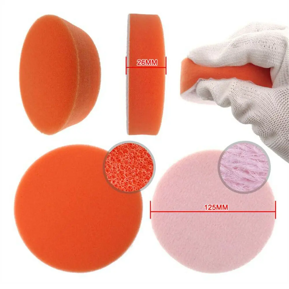125mm Car Polisher Clean Polishing Pads for Drill Sponge Buffer Waxing Buffing Abrasive Disc Sandpaper Buffing Pads