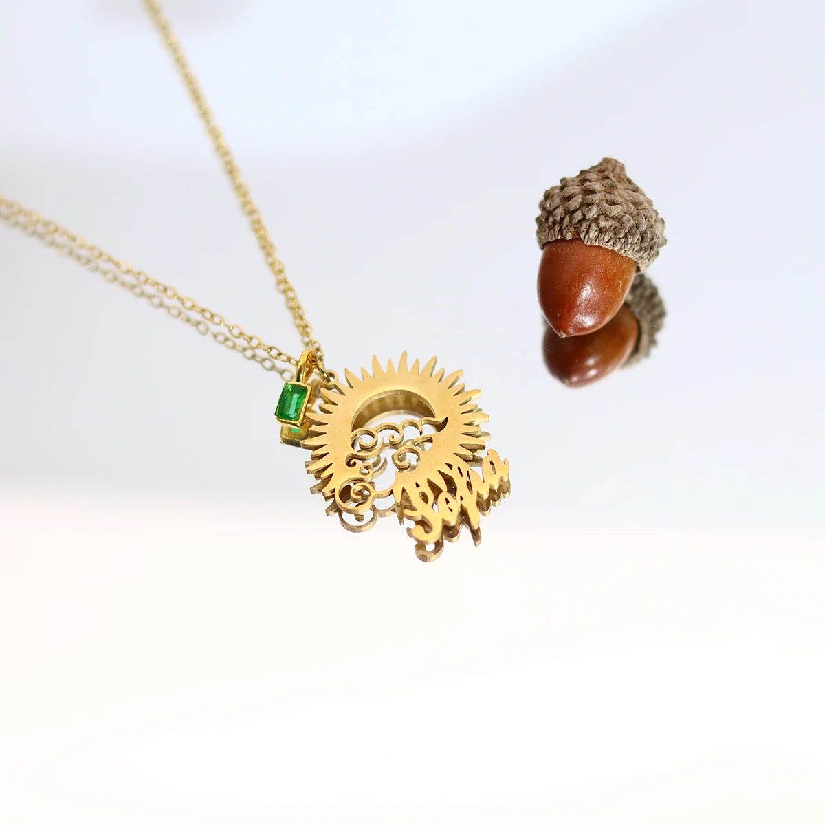 

Todorova Custom Name Sun & Moon Pendant Necklace Gold Tone Stainless Steel Personalized Mother's Day Jewelry Gift For Mom