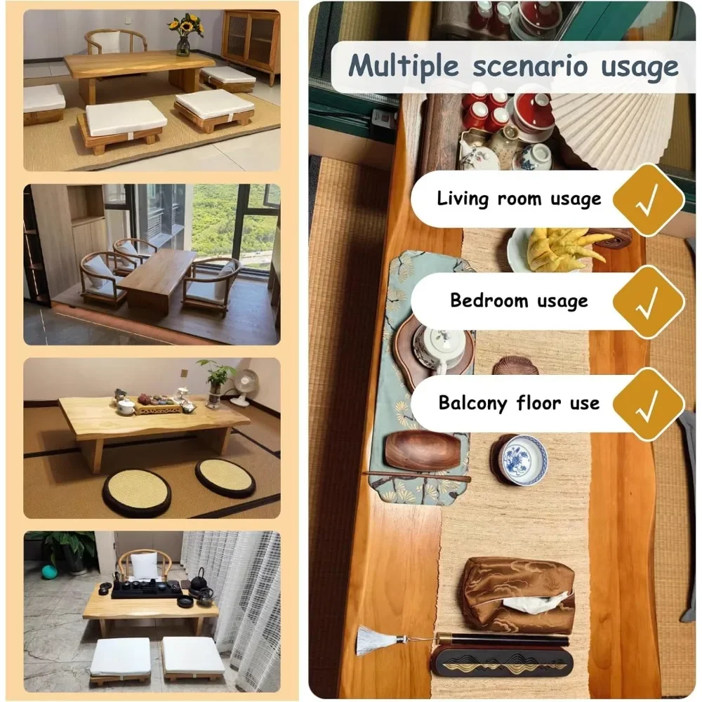 طاولة تأمل وتناول الطعام، تاتامي وطاولة شاي للجلوس على الأرض (بني، 120x60x35 سم) #4