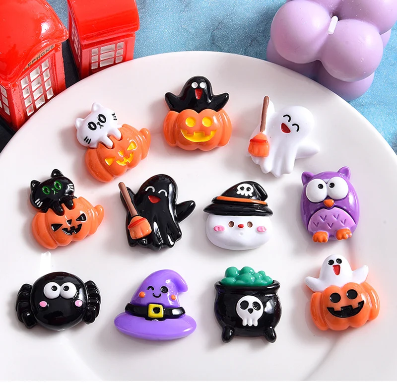 New Pumpkin Skull Halloween 11 resin accessories handmade diy materials for mobile phone case refrigerator sticker hair tie