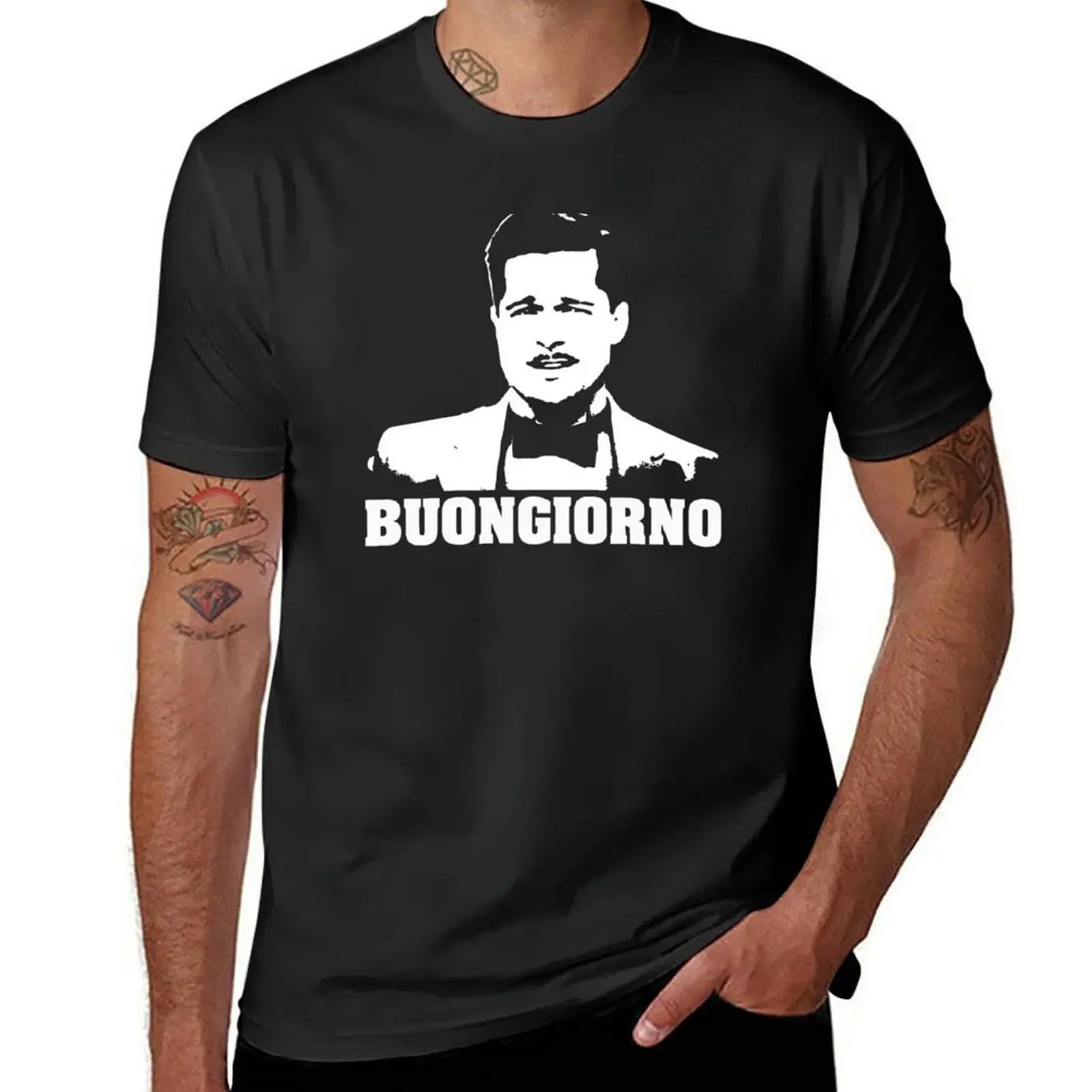 Inglorious Basterds Aldo Raine Buongiorno Tshirt T-Shirt animal prinfor boys blanks boys animal print mens plain t shirts