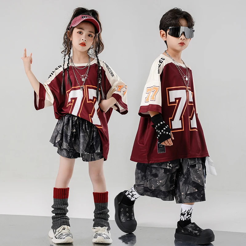 Ragazzi Abbigliamento da ballo Hip Hop T-shirt Pantaloncini Ragazze K-pop Top Gonna da ballo di strada Bambini Streetwear Set di vestiti jazz per bambini