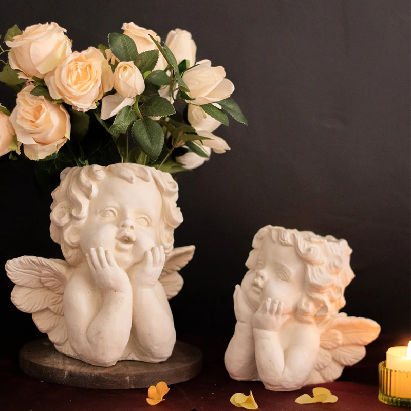 3D Silicone Molds Cute Angel Silicone Gel Mould Succulent Plant Pot Home Decor DIY Cactus Plaster Clay Resin Craft clay mold