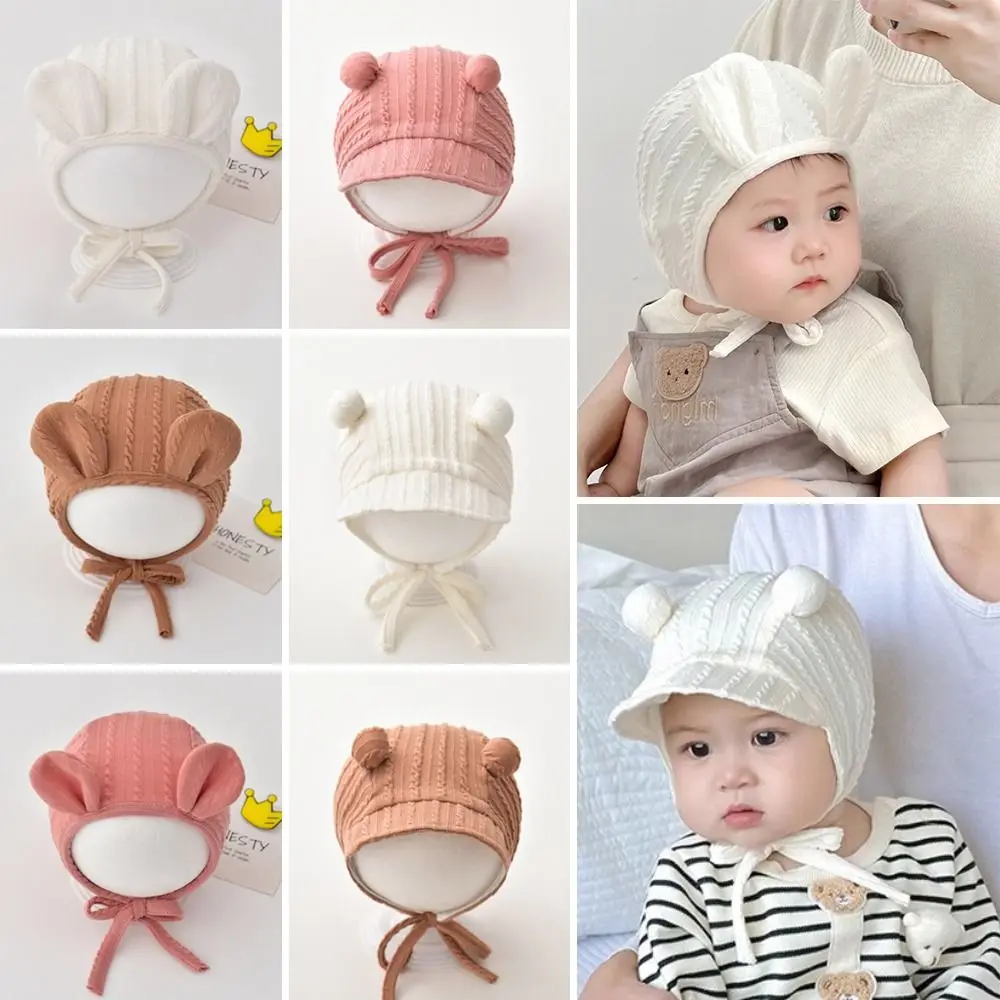 

New Fashion Cotton Baby Hat Cute Pompom Windproof Pullover Caps Ear Protection Cap Boys Girls