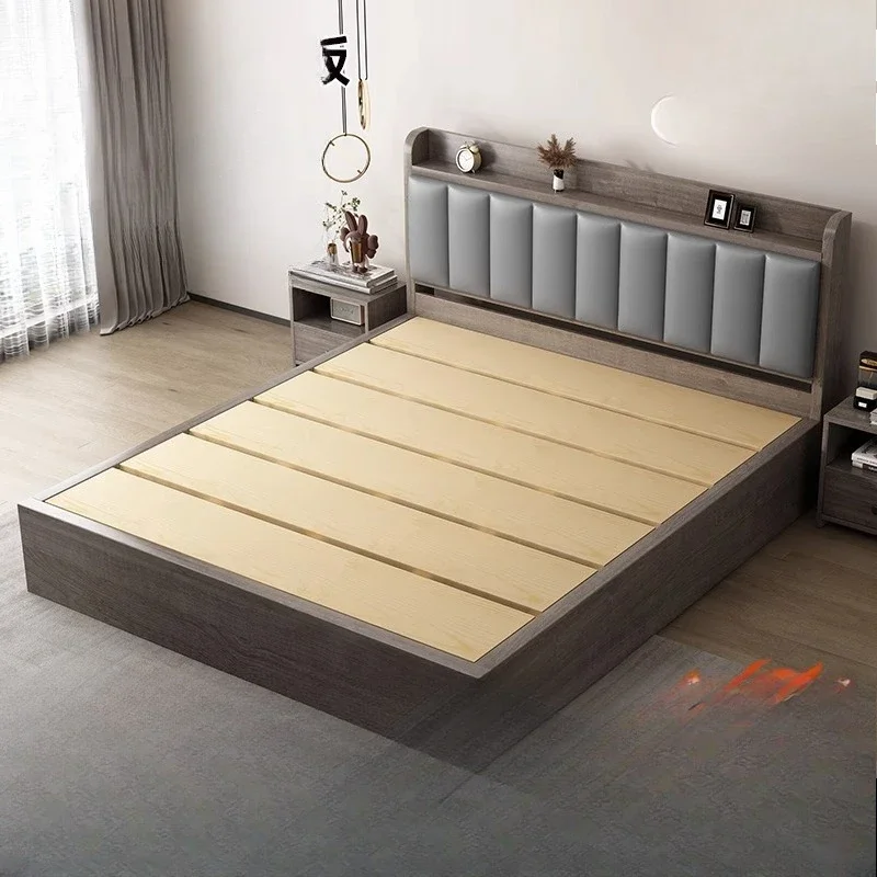 

Solid wood bed simple modern thickened double bed