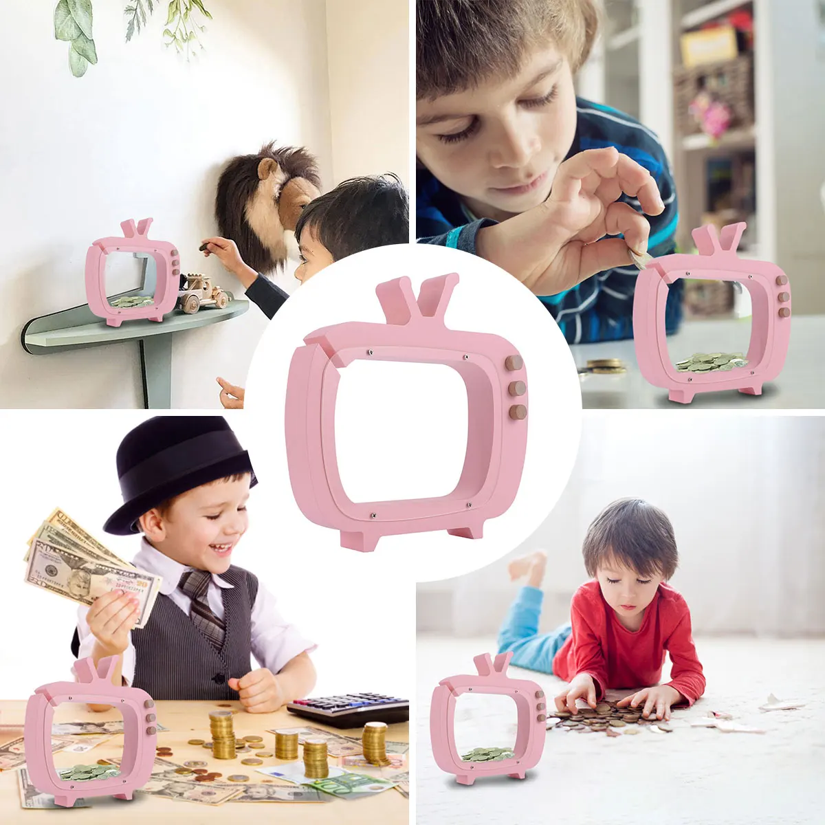 

Creative Shape Box Transparent Surface Save Coins Home Decor Photography Props Large Capacity Kids Toys Educational