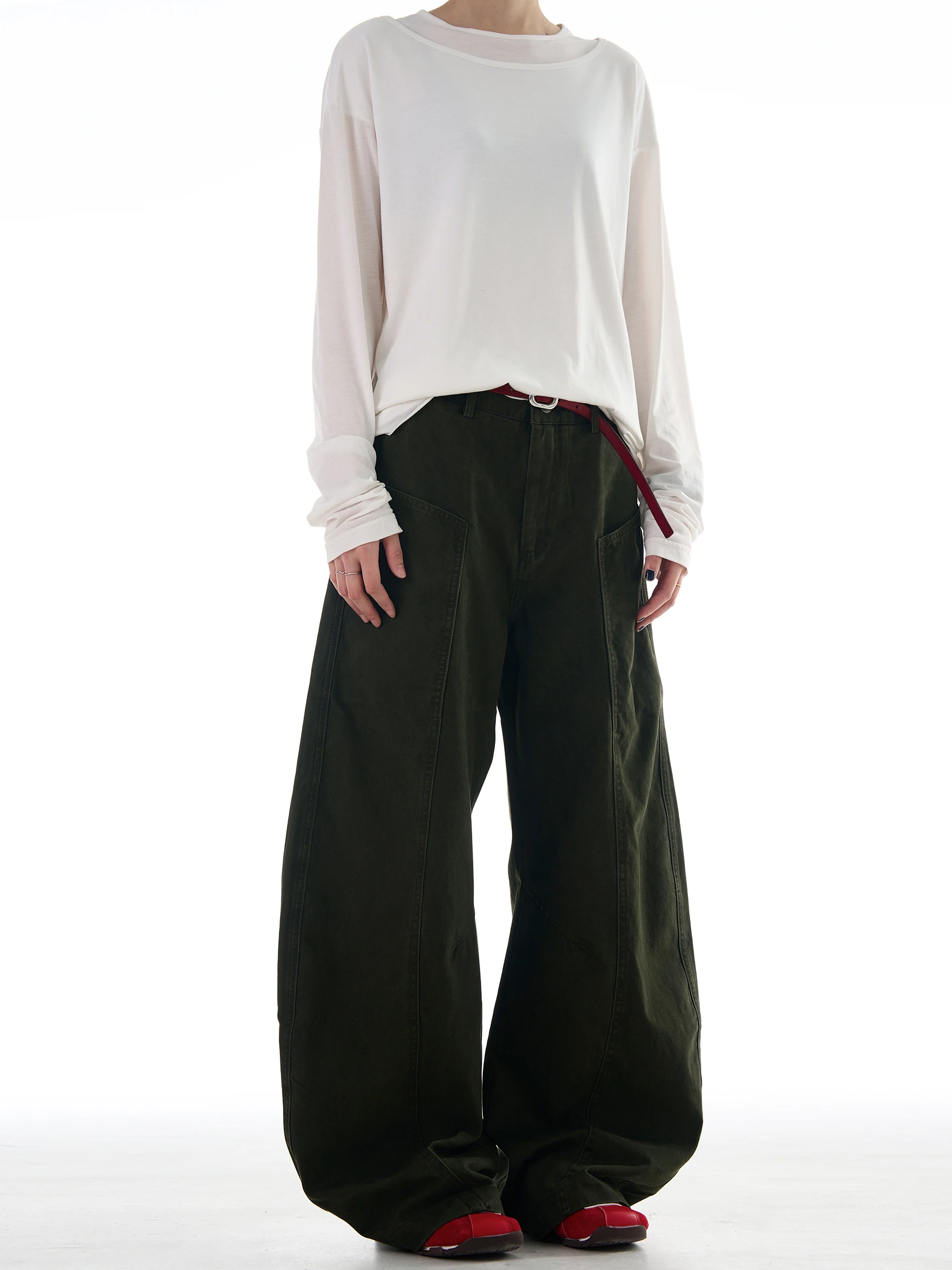 MADWITCH Vintage Simple Cut Design Freizeithose Herren Lose Silhouette Drag Knife Freizeithose ex Lange Arbeitskleidung