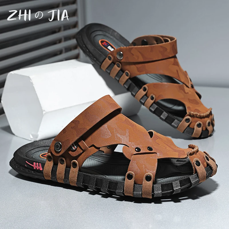 Men's Breathable Hole Shoes Large Beach Sandals Summer Casual Slippers Anti slip Wear resistant Water Quick drying Shoes