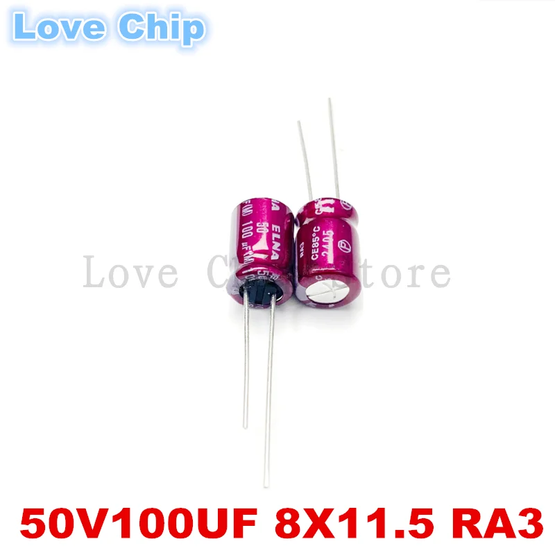 5Pcs-100Pcs New Original 100UF 50V Japan ELNA Audio Capacitor 50V100UF 8*11.5mm RA3 Purple Robe