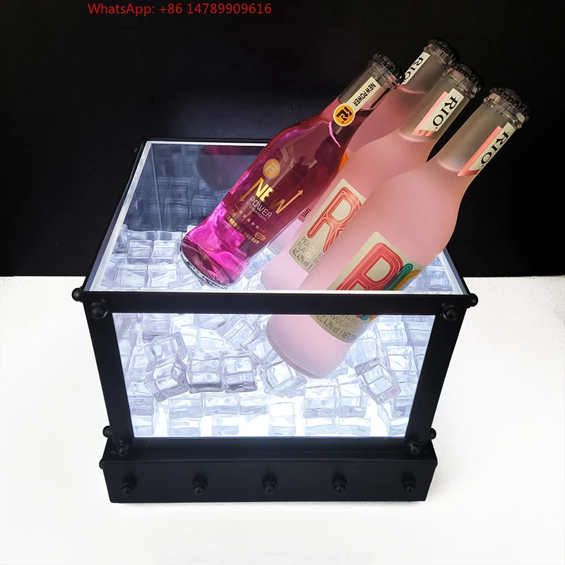 

Premium Custom LED Liquor Display StandSquare L Luminous Led Ice Bucket For Night ClubCommercial Grade For Bars & Nightclubs
