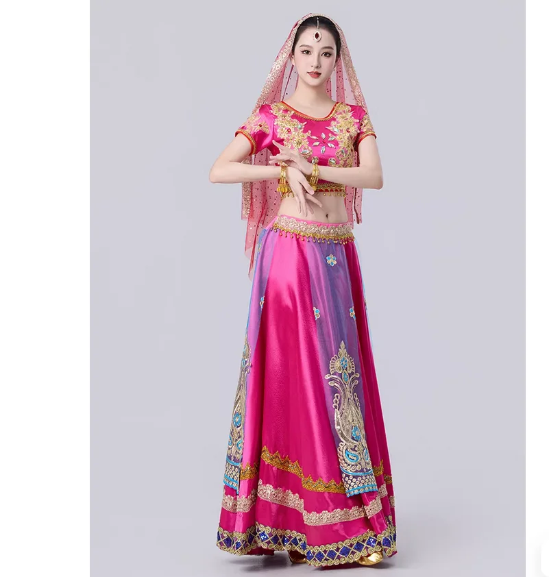 Retro Exotic Indian Dance Costume Floor-Length Skirt Set view 3