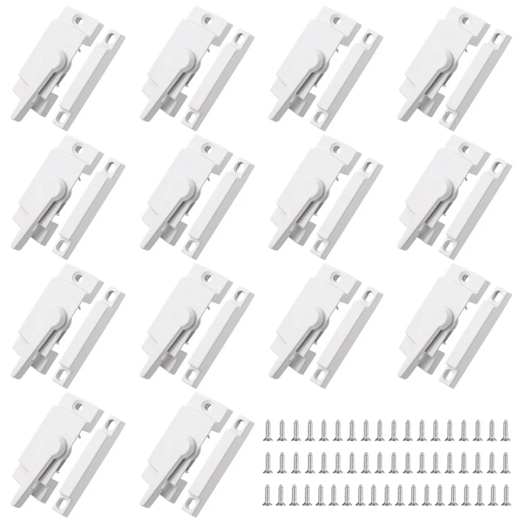 14Pcs Window Sash Locks With Screws Zinc Alloy Window Latches White Window Locks Vertical And Horizontal Window Security Locks