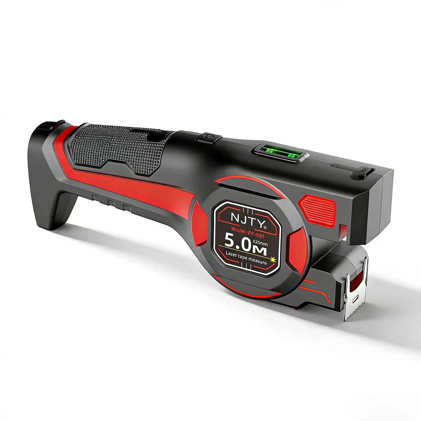 NJTY ZF001 Laserowa miarka laserowa 3-w-1 5M/16ft, laser zielony, ładowanie Type-C, automatyczne blokowanie, poziomica do majsterkowania, budowy i domu (Czerwony) — Zdjęcie 2 z 2