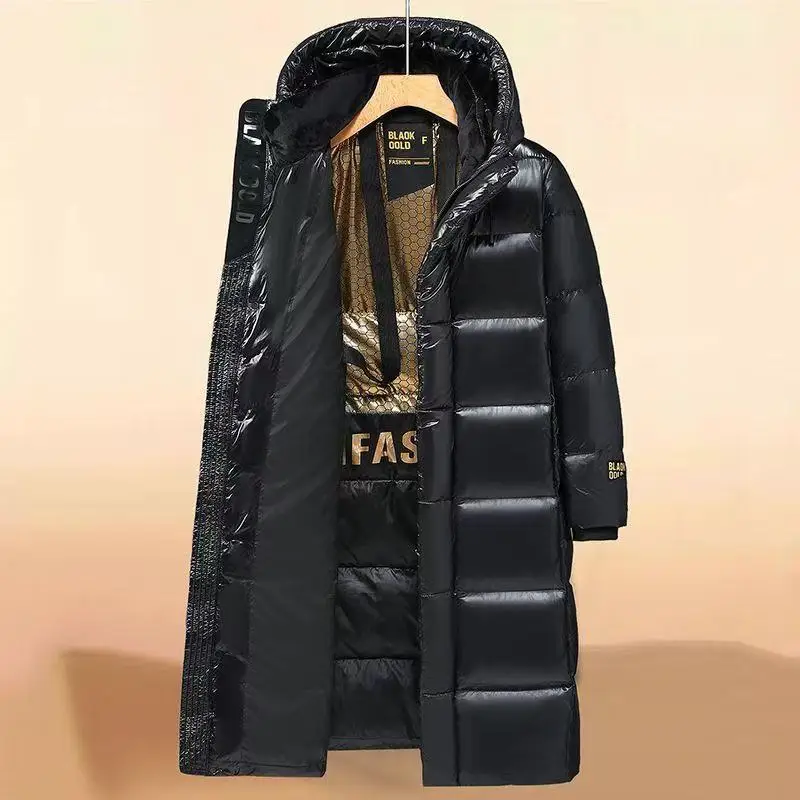 Down Jacket Men's mid length couple Black Gold White Duck Down Jacket Thickened Knee Length 2025 new Winter Jacket Womwen Trend