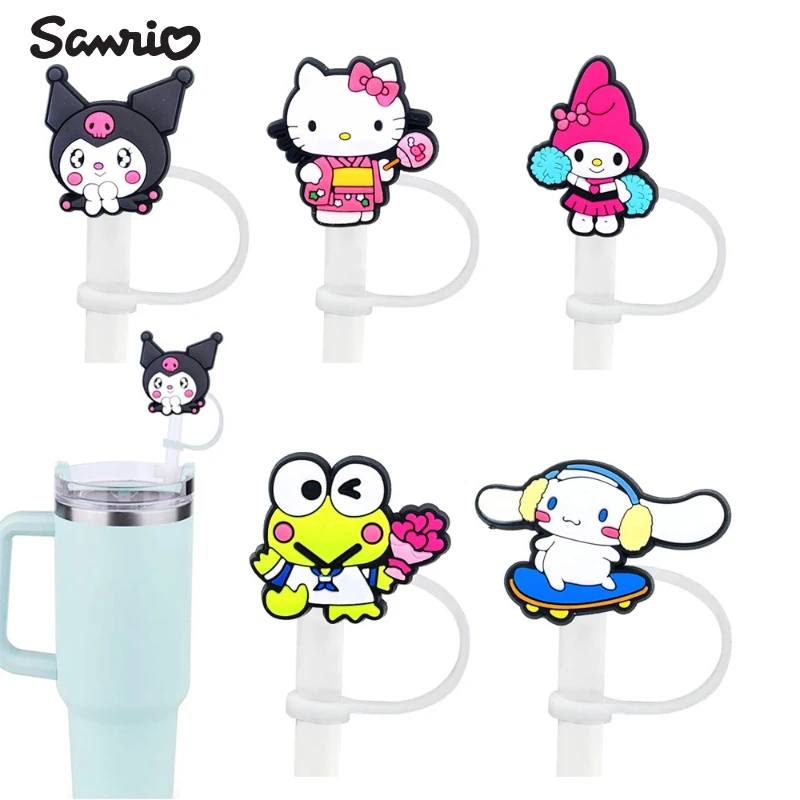 Sanrio Straw Cap Dust-proof Plug Kawaii Hello Kitty Kuromi 10mm Straw Cover Birthday Party Disposable Decoration 1-20PCS