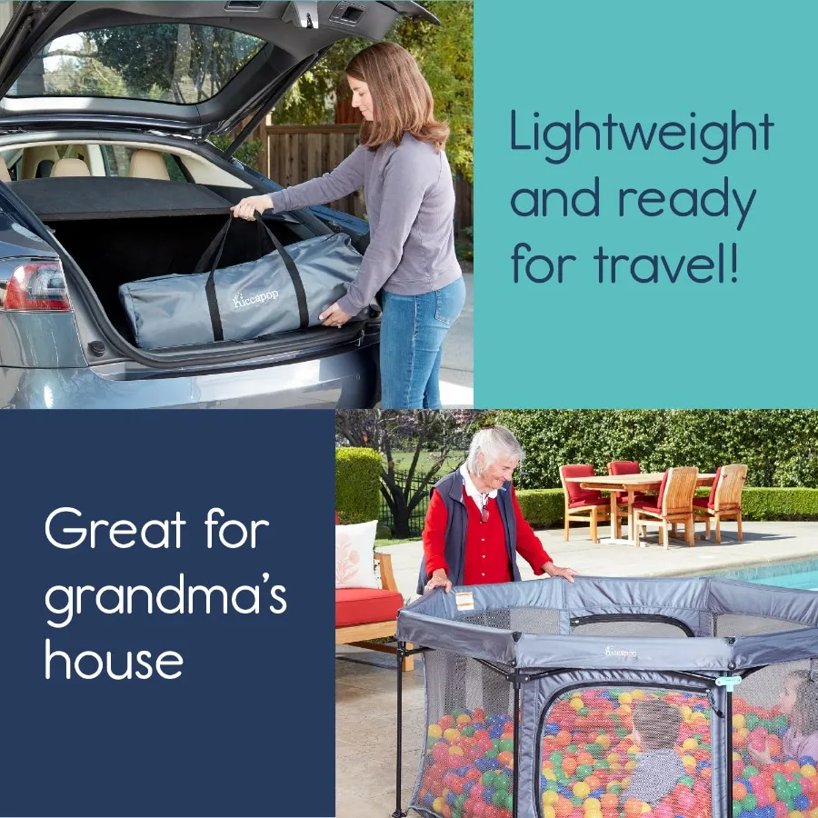 53” PlayPod Outdoor Baby Playpen for Baby with Canopy, Deluxe Portable Playpen for Babies and Toddlers with Dome