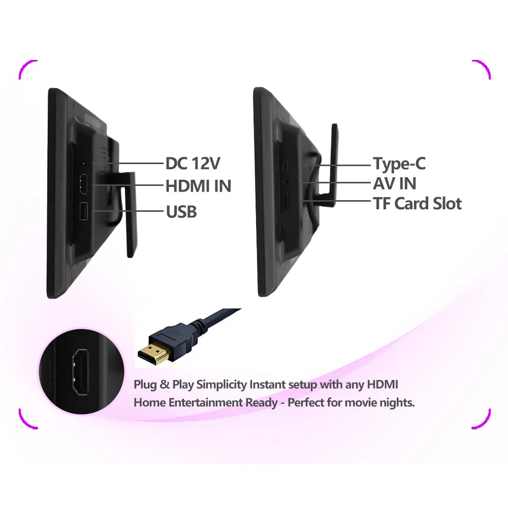 Incell 10.1 Inch Car Headrest Monitor For Back Seat Android 13 Portable Multimedia Video Player Carplay Android Auto HDMI Input - view 5