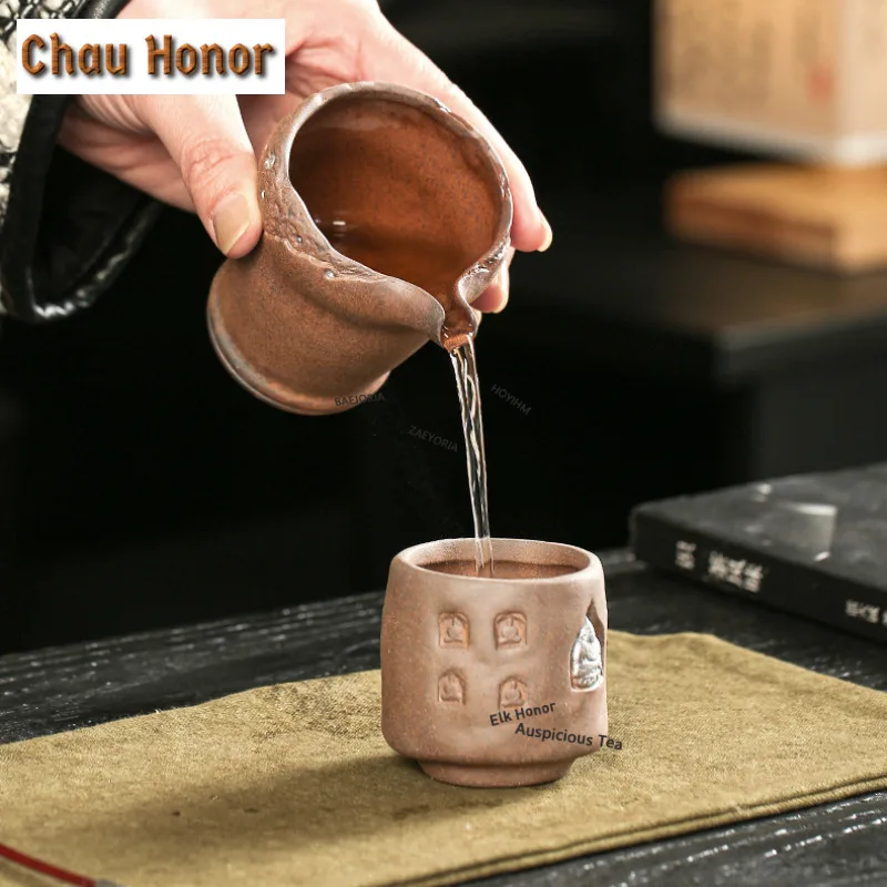 ZAEYORIA 140ml Japanese Gilded Iron-glazed Tea Pitcher Divide Tea Cha Hai Dispenser Justice Cup Fair Mug Cha Craft Accessories