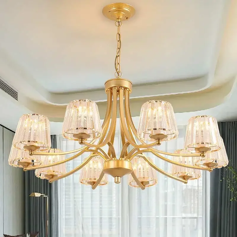 

Modern minimalist pendant lights for living room and bedroom American light luxury crystal golden lighting fixtures