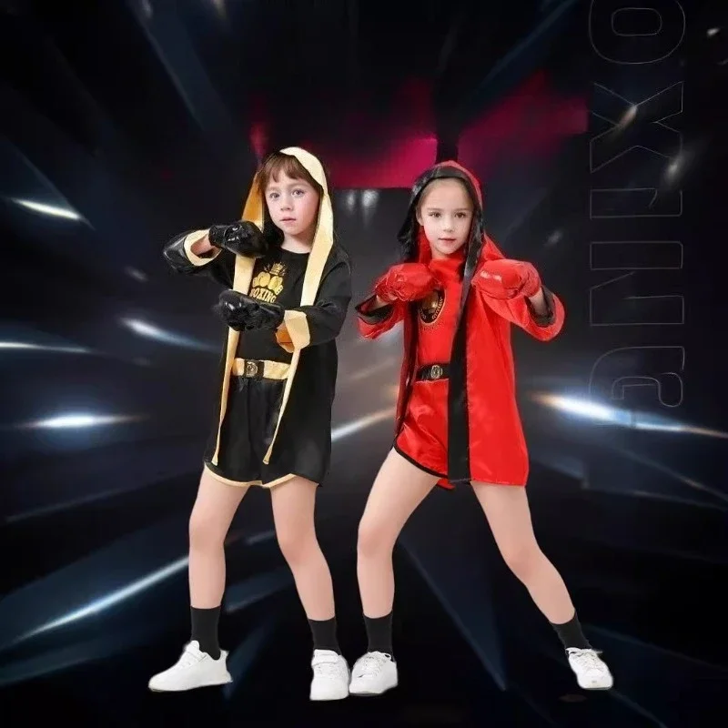 

Girls Boys Boxing Cosplay Costume Set Professional Fighter Uniforms for Martial Arts Training Halloween Party Stage Performances