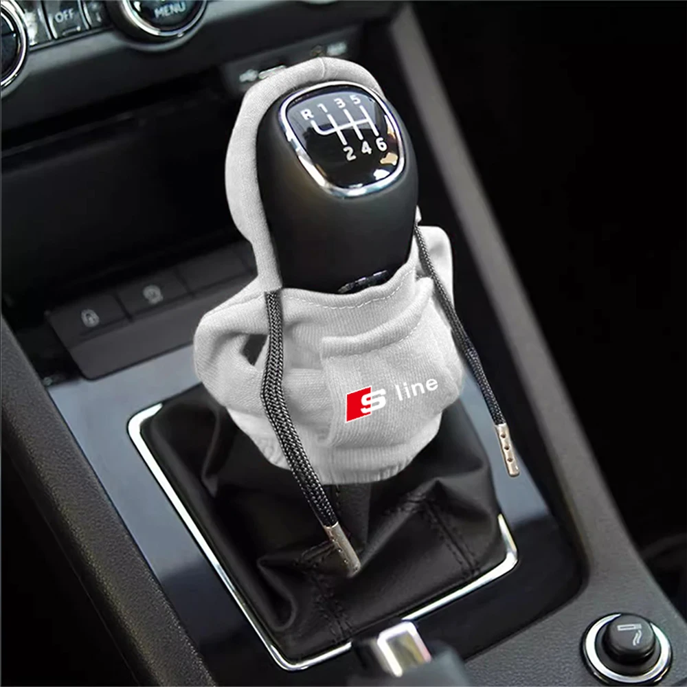 Hoodies Car Gear Shift Cover Gearshift Manual Handle AntiSlip Sweatshirt Auto Change Lever Decoration For Audi Sline A3 A4 b8 c7