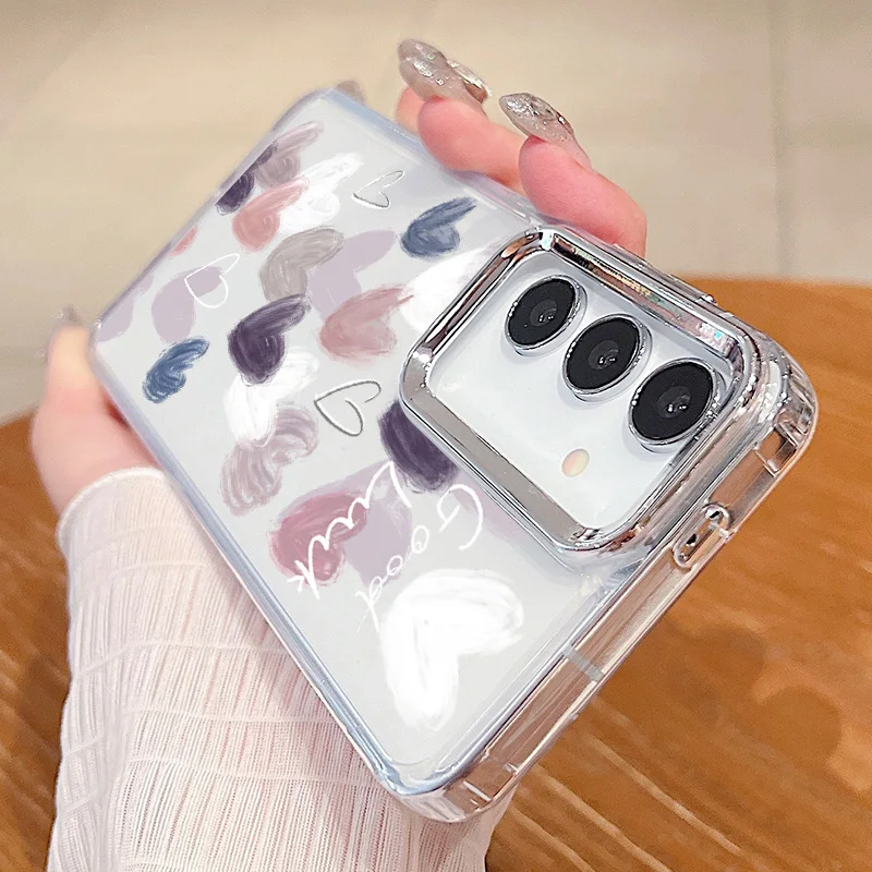 Chapeamento de lente quadro amor coração caso para samsung galaxy a55 a54 a35 a25 a15 5g a33 a14 a34 a52 a53 s20 s21 fe s22 s23 s24 ultra