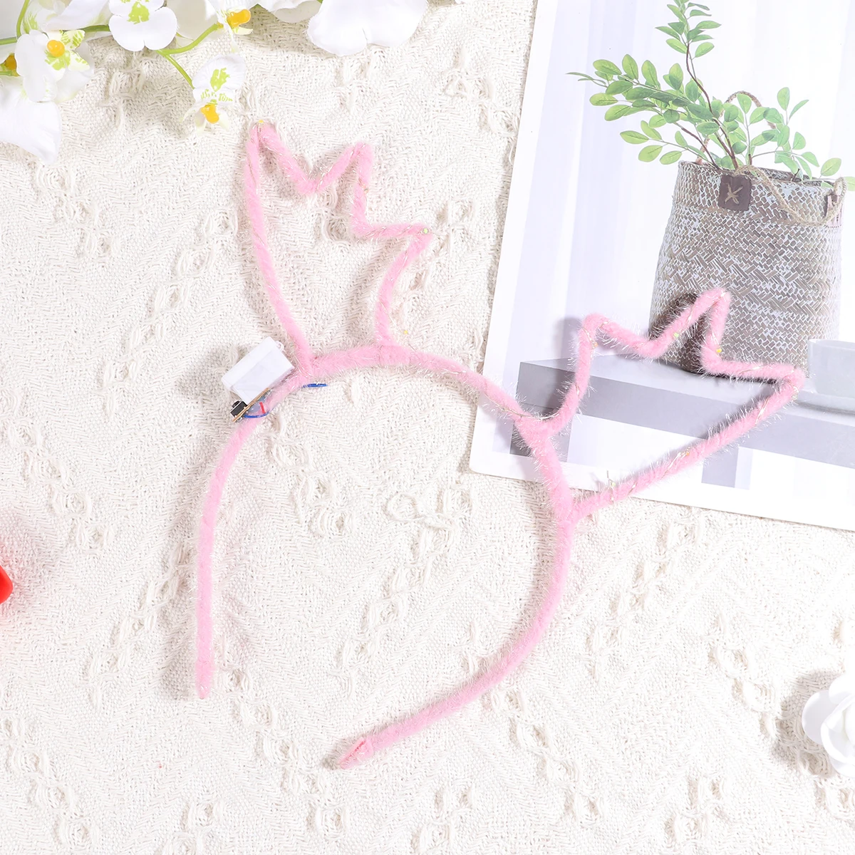 

2pcs Glowing Antler Shape Hair Hoops Led Headband For Women Girls Flashing Hair Band Party Festival Costume Accessory Pink