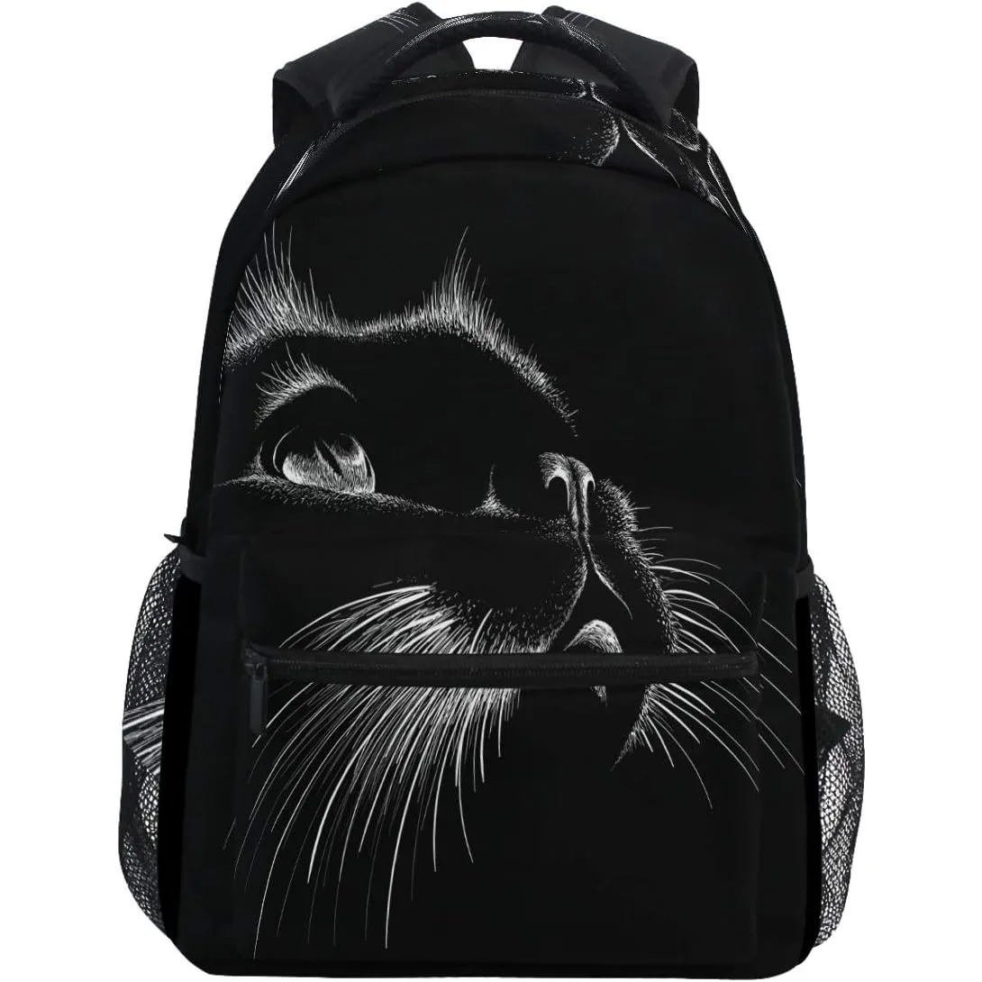 Cute Print Style Cat Black Art Kitten Animal Backpacks Bookbags Daypack Travel School College Bag for Women Girls Men Boys