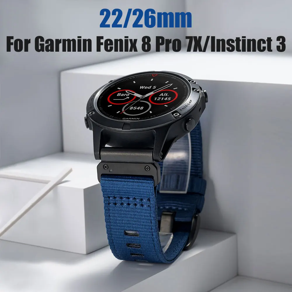22/26 mm QuickFit-Nylonarmband für Garmin Fenix 8 Pro 8 7X 7 Pro/Tactix 8/Instinct 3 2X/Forerunner 970 965 955/Descent G2/Enduro 3